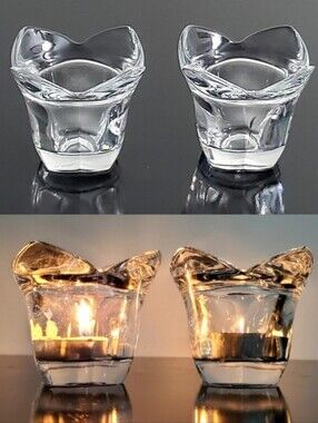 Pair 🌷Tulip🌷Lead Crystal Votive Holders by? Toscany ? Wedgewood ? Deplomb ?